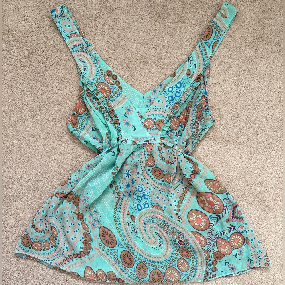 Vintage Glassons Y2K Tank Fairy Core Paisley Tie-Back Camisole